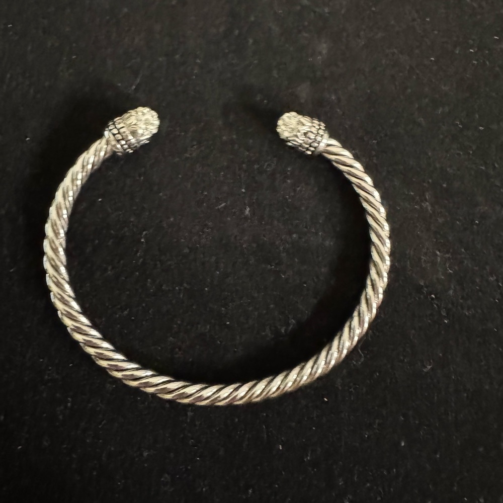Rhinestone Twisted Cable Cuff Bracelet